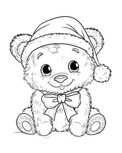 Christmas teddy bear coloring page