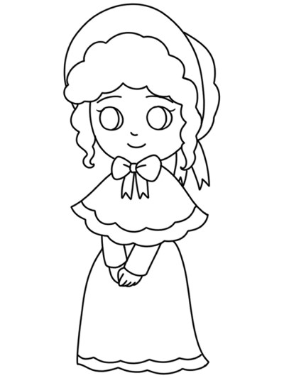 Simple coloring page of Belle from A Christmas Carol.
