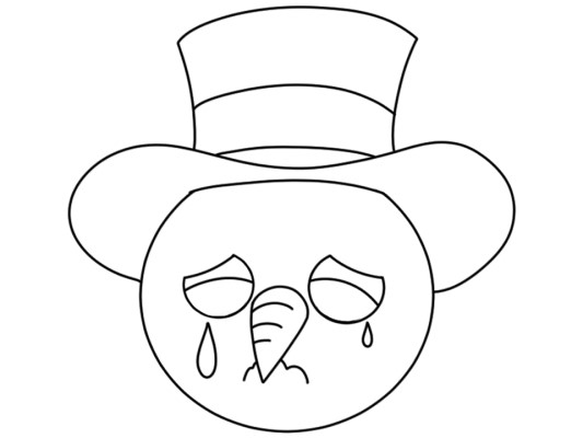 coloring page of a snowman crying
