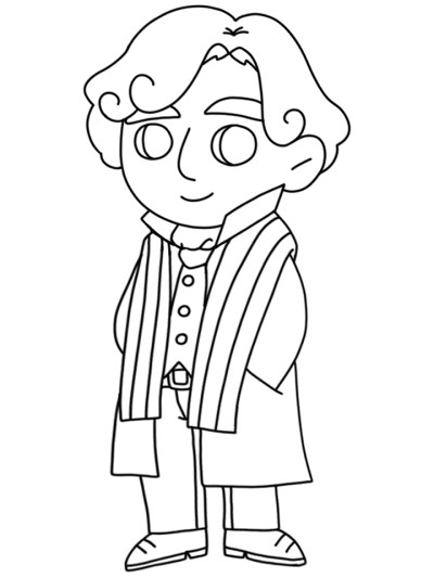 Simple coloring page of Fred from A Christmas Carol.