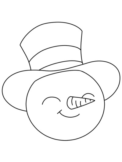 coloring page of a happy snowman