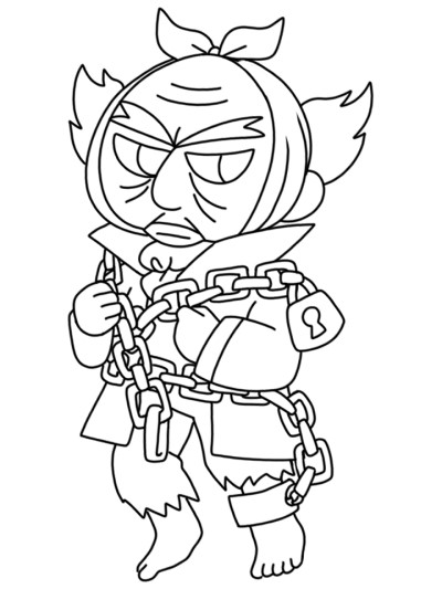 Simple coloring page of Jacob Marley wrapped in chains.