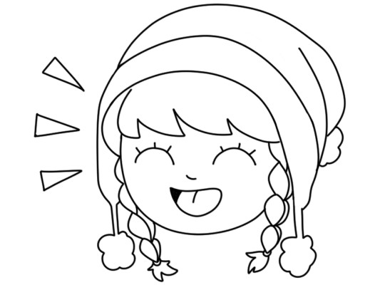 simple coloring page of a girl laughing
