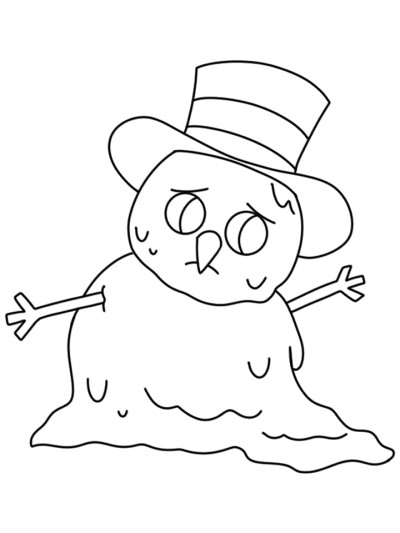 coloring page of a melting snowman