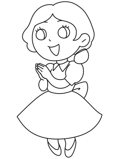 Simple coloring page of clapping woman 