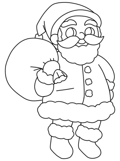 Santa Claus with a sack of gifts coloring page