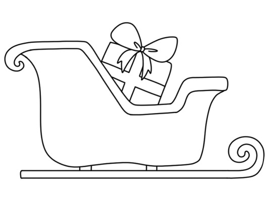 sleigh and present coloring page