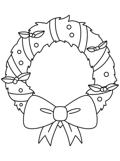 simple coloring page of a wreath