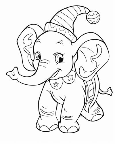 clown elephant coloring page