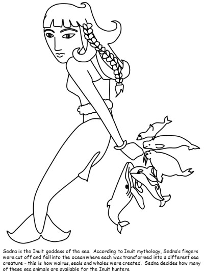 Inuit mythology: Sedna coloring pages