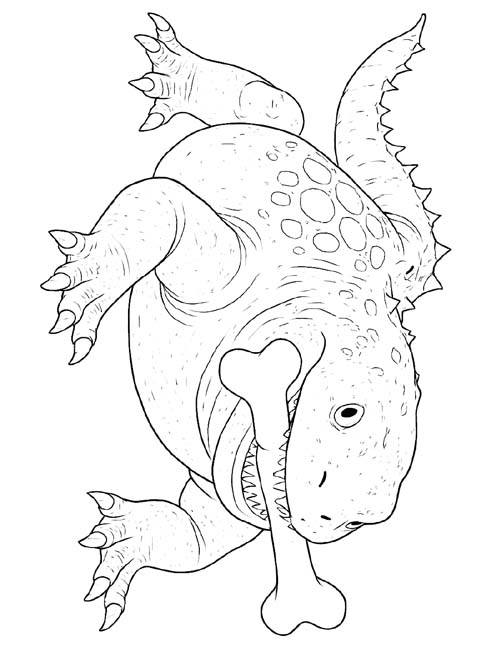 coloring page of Doug with a bone