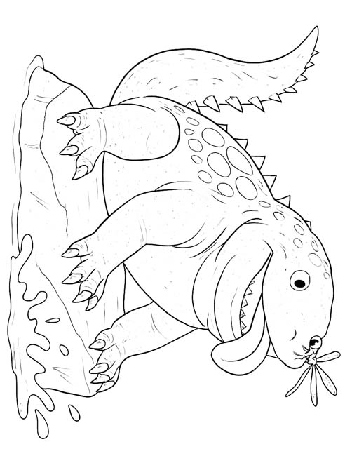coloring page of Doug with a dragonfly