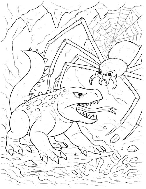 coloring page of Doug battling Mother Longlegs