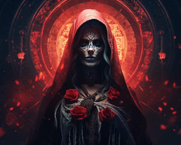 artwork of Santa Muerte from Mexican folklore