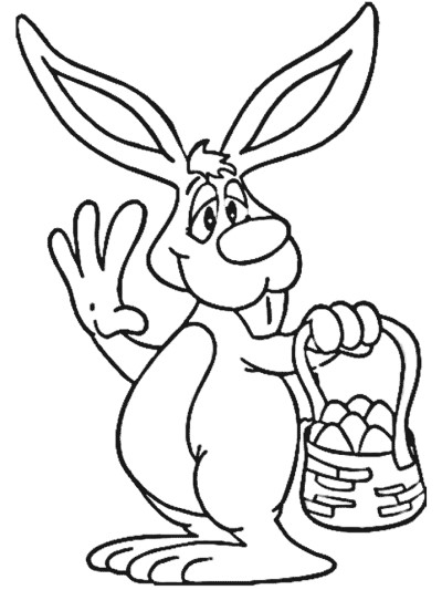 Easter bunny with Easter basket coloring page