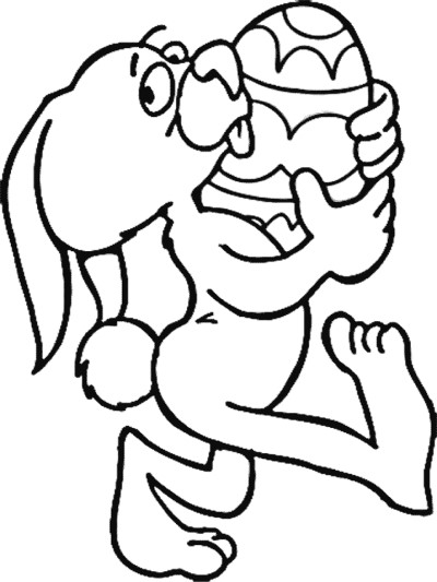 Easter bunny with Easter egg coloring page
