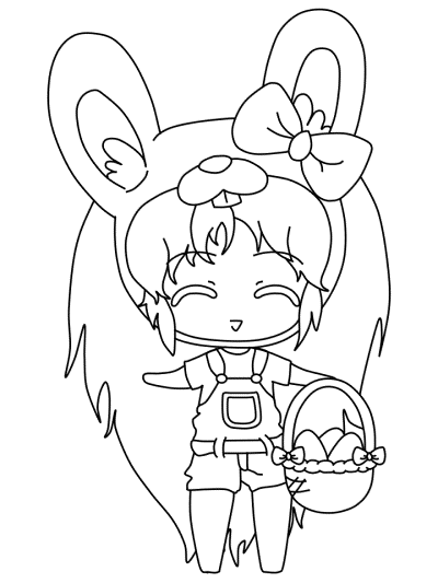 Chibi Easter bunny coloring page