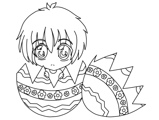 chibi easter egg coloring page