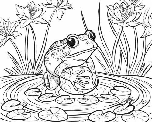 coloring page of a froggy with an Easter egg