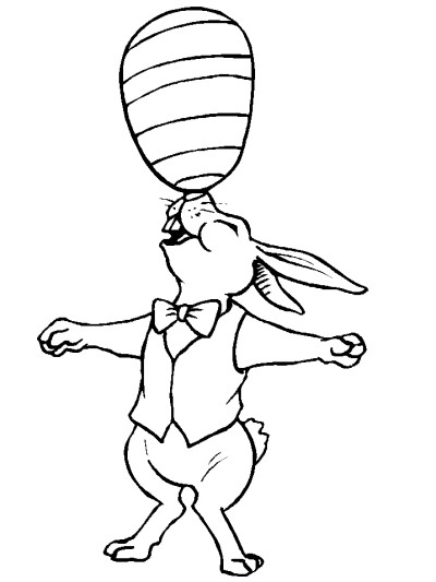 Easter bunny balancing egg coloring page