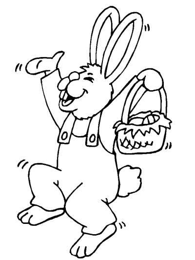 Easter bunny hopping coloring page