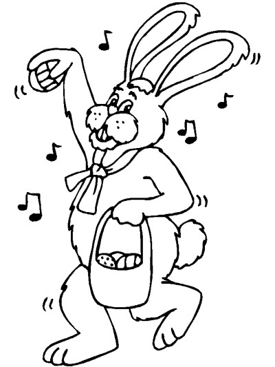 Musical Easter bunny coloring page