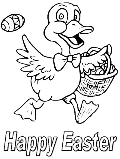 Easter duck coloring page
