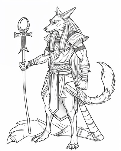 fierce looking Anubis coloring page