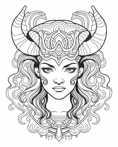 Hathor, Egyptian goddess coloring page