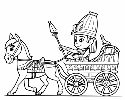 Egyptian pharoah in a chariot coloring page
