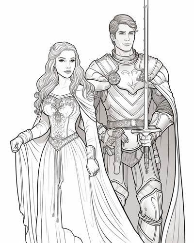 guinevere and lancelot coloring page