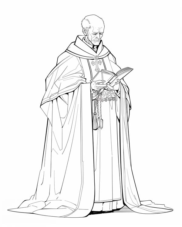 coloring page of a priest