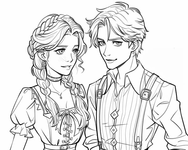 coloring page of Hansel and Gretel