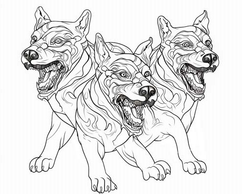 cerberus coloring page