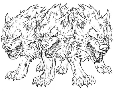 cerberus coloring page