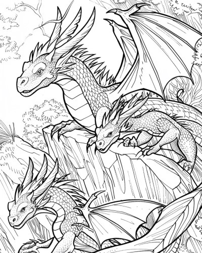 coloring page of dragon riders of Pern