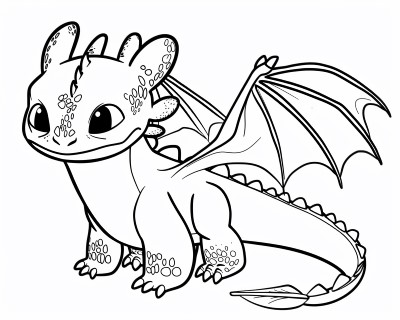 coloring page of Toothless from How to Train Your Dragon