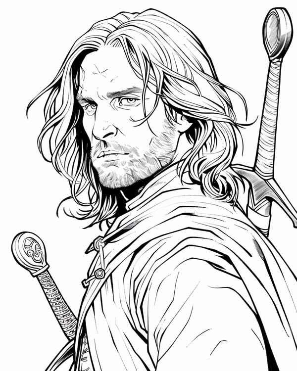 Lord of the Rings coloring page of Aragorn