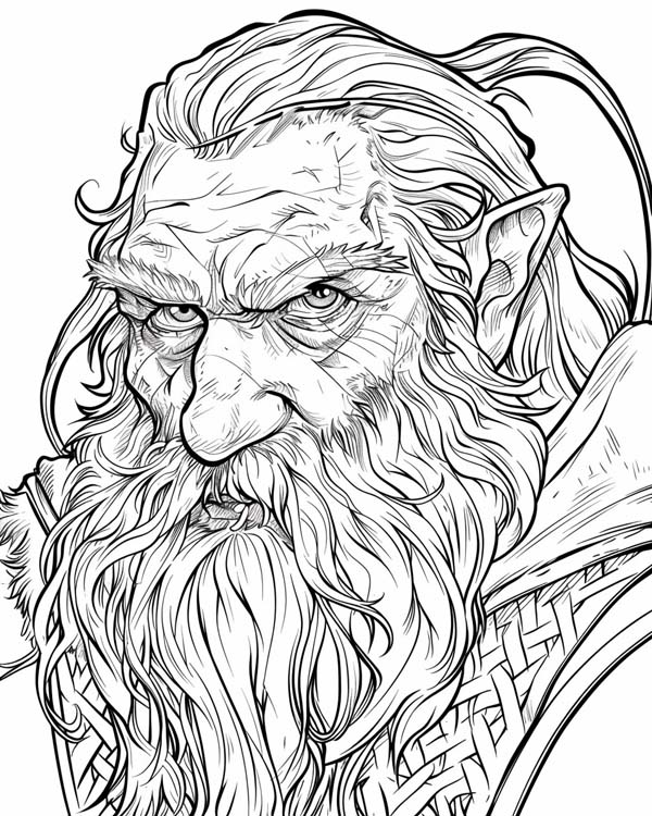 Lord of the Rings coloring page of Balin the dwarf