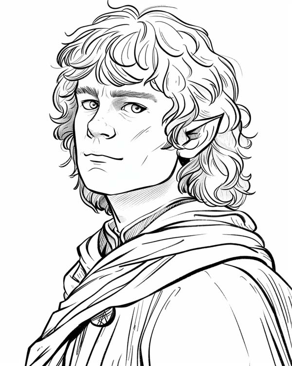 Lord of the Rings coloring page of the hobbit Frodo Baggins