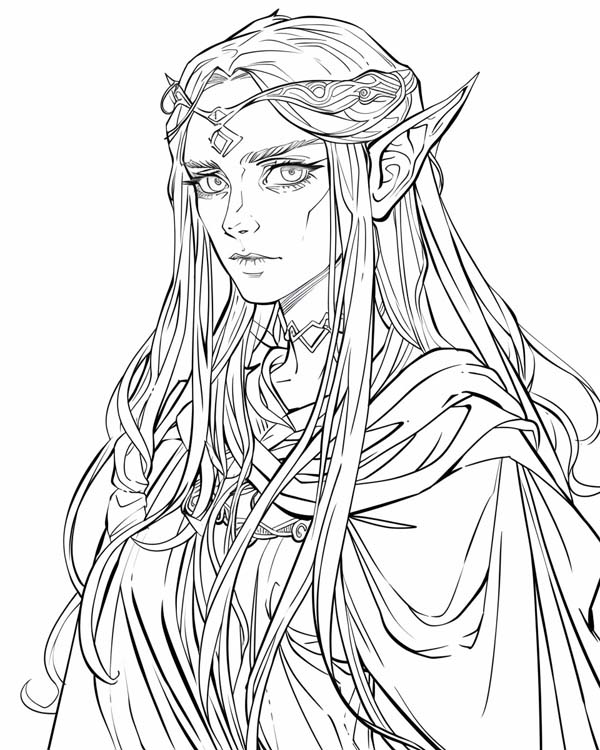 Lord of the Rings coloring page of Galadriel