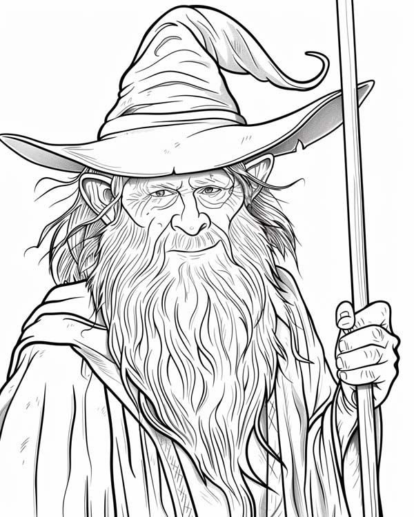 Lord of the Rings coloring page of the wizard, Gandalf the Grey
