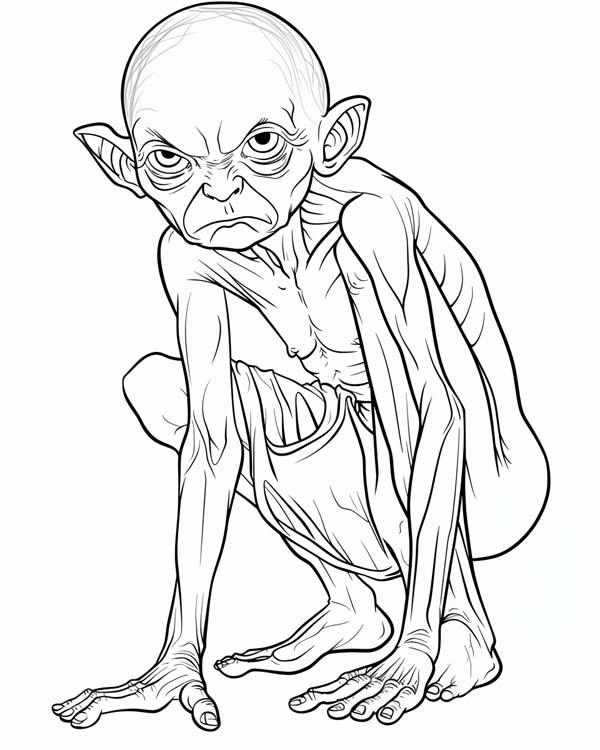 Lord of the Rings coloring page of Gollum