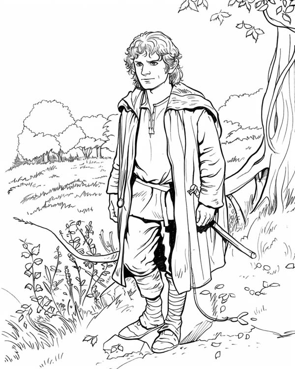 Lord of the Rings coloring page of a hobbit