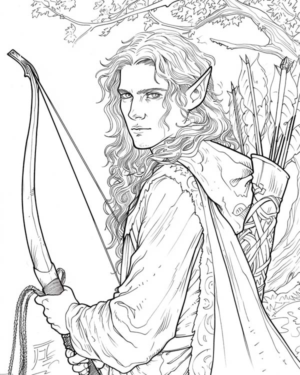 Lord of the Rings coloring page of Legolas
