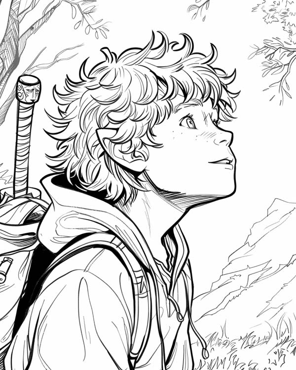 Lord of the Rings coloring page of the hobbit Meriadoc Brandybuck
