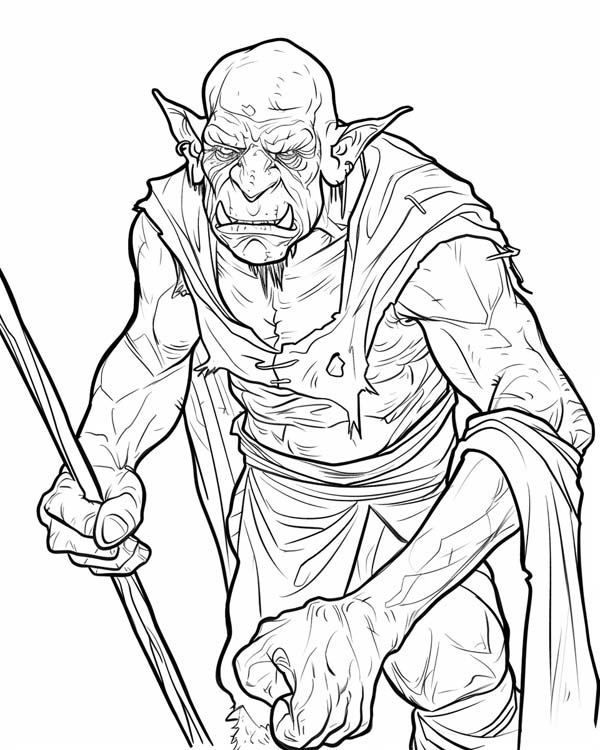Lord of the Rings coloring page of an orc