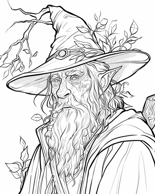 Lord of the Rings coloring page of the wizard, Radagast the Brown