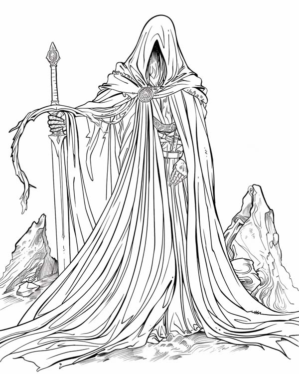 Lord of the Rings coloring page of one of the Nazgul