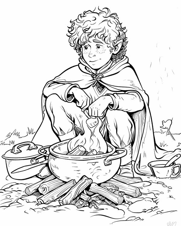 Lord of the Rings coloring page of the hobbit Samwise Gamgee